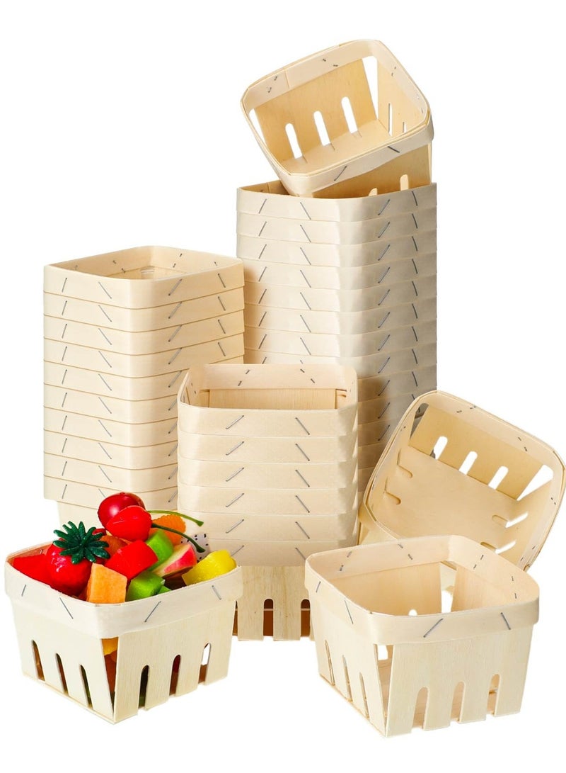 Excefore 30 Pack Wooden Decorative Basket, Wooden Square Gift Baskets, Suitable for Display Snack Pantry Organization Wedding Parties and Gifts (10.5*10.5*6.5cm) - Image 1