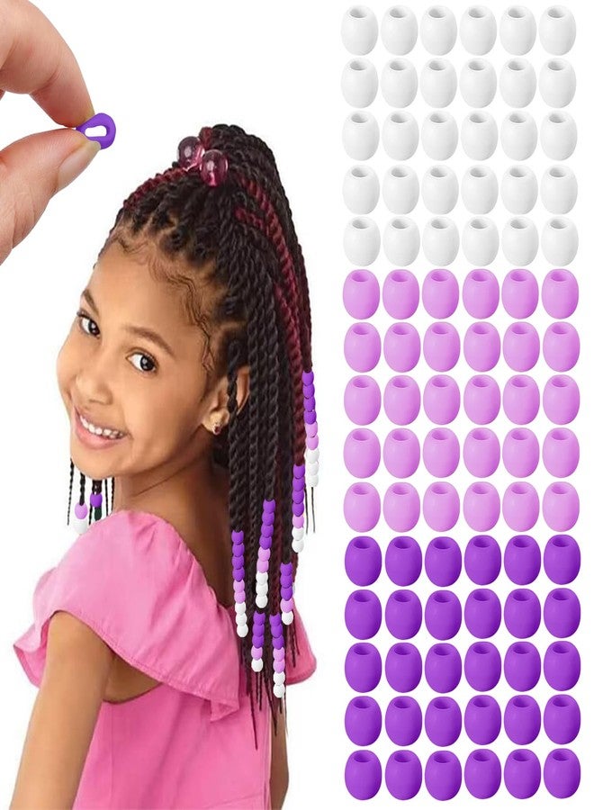 Everfunny 90 Pcs Silicone Hair Beads for Women Girls Braids, Soft Colorful Pony Beads Bulk for Kids Girls Women Hair Accessories for Braids (Purple) - Image 1