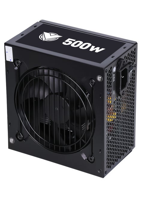 Power Systems Supply for PC, 500W High-End Power Supply Unit Low-Noise, Sleeved Cables, ATX, 80 Plus White, Certification with High Efficiency