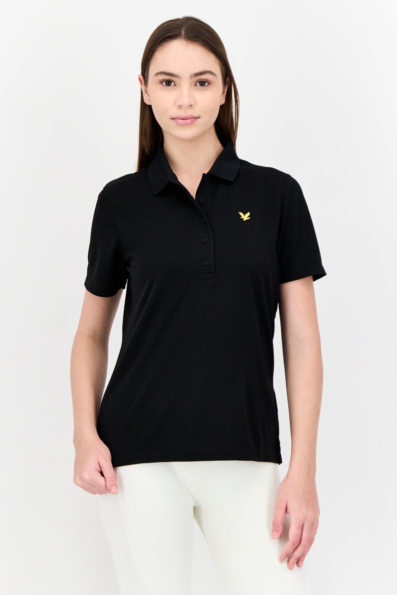 Lyle & Scott Women Regular Fit Embroidered Logo Short Sleeve  Polo Shirt, Black  - Image 1