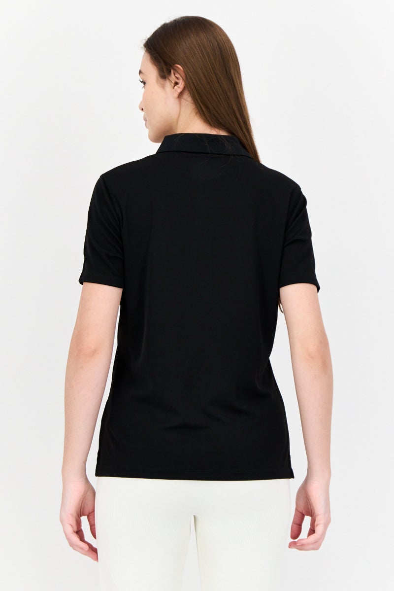 Lyle & Scott Women Regular Fit Embroidered Logo Short Sleeve  Polo Shirt, Black  - Image 3