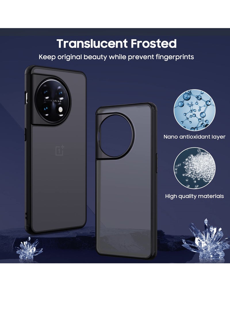 Slim Fit OnePlus 11 Case with Camera Lens Protection, Translucent Frosted Design, Shockproof Soft Edge and Hard Back Cover for 5G - Image 2