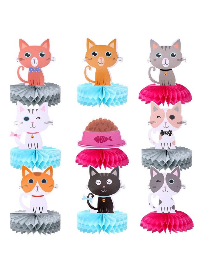 Chinco 9 Pcs Cat Party Centerpieces For Tables Cat Birthday Party Decorations Honeycomb Cat Party Supplies Cat Party Favor Table Decoration Cat Table Topper For Baby Shower Girls Birthday Party - Image 1