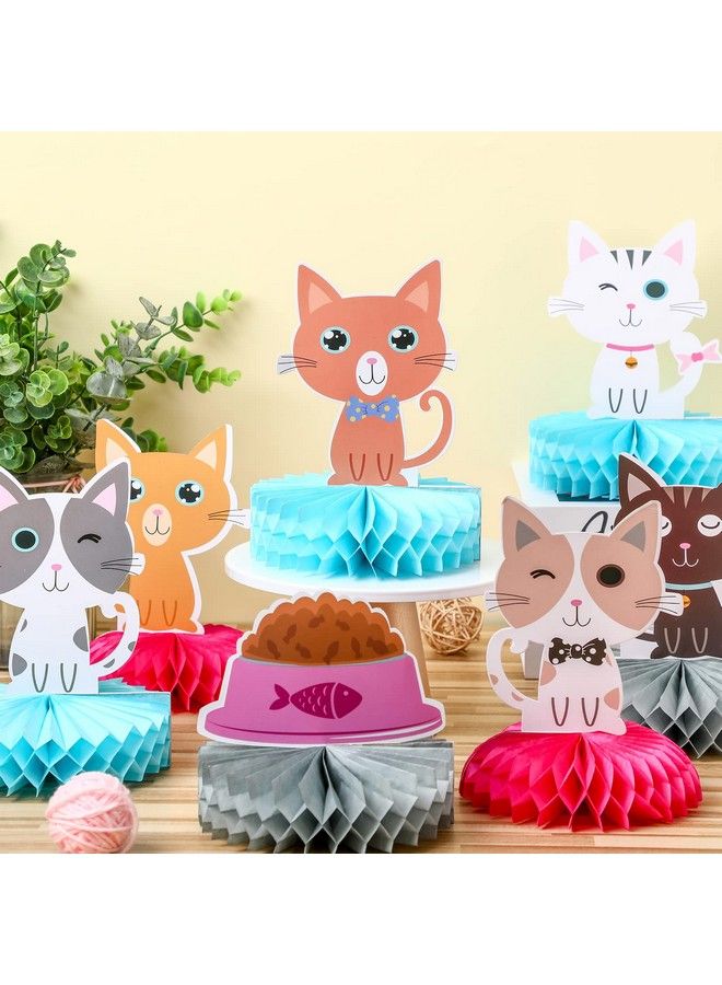 Chinco 9 Pcs Cat Party Centerpieces For Tables Cat Birthday Party Decorations Honeycomb Cat Party Supplies Cat Party Favor Table Decoration Cat Table Topper For Baby Shower Girls Birthday Party - Image 3