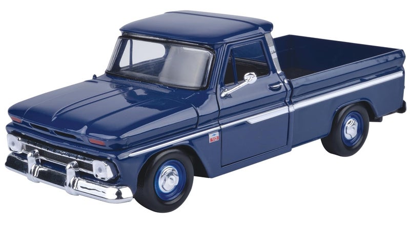 MotorMax 1966 Chevy C10 Fleetside Pickup 124 Scale Diecast Metal Truck Dark Blue