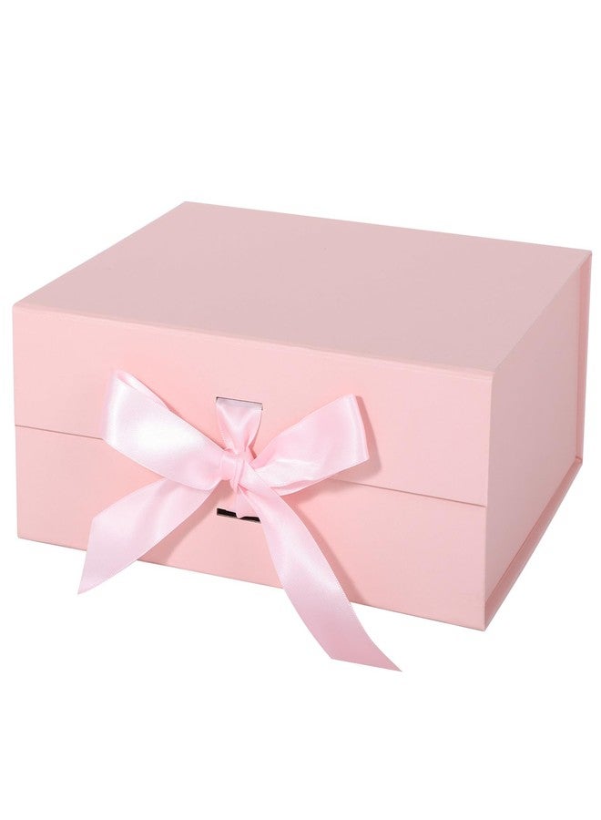 LFBOX Pink Gift Box with Ribbon Magnetic Lids 10.2x9x3.74 in, Bridesmaid Groomsman Proposal Boxes, Wedding Graduation Storage Box 1 Pack - Image 1