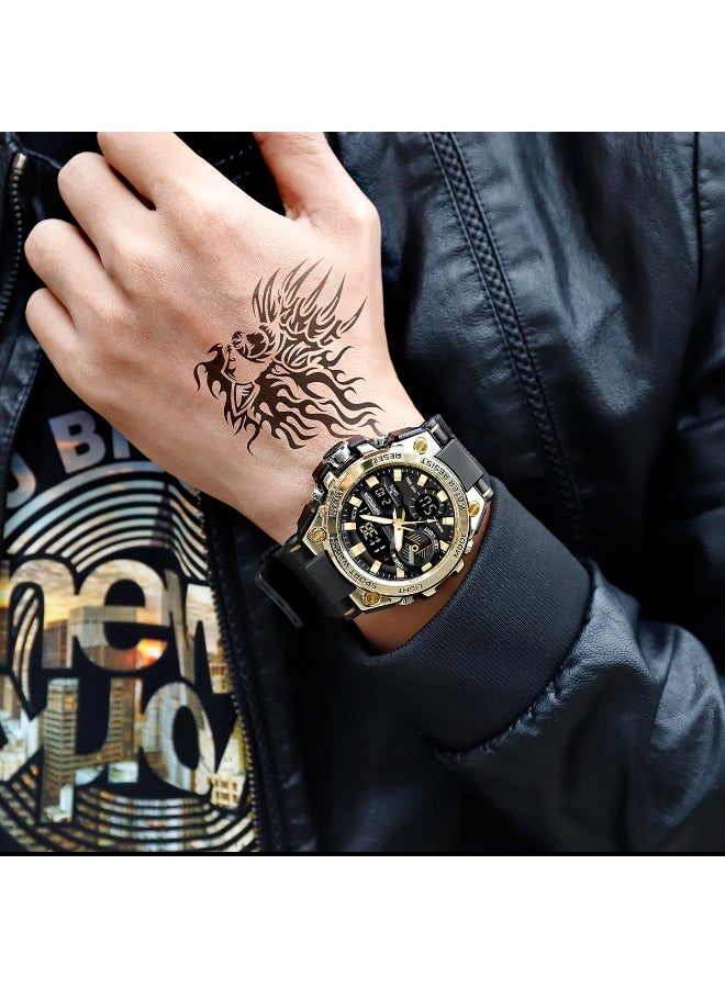 Sanda Sports Outdoor Waterproof Watch Analog Digital Date Alarm Stopwatch Large Dial Men's Watch - Image 5