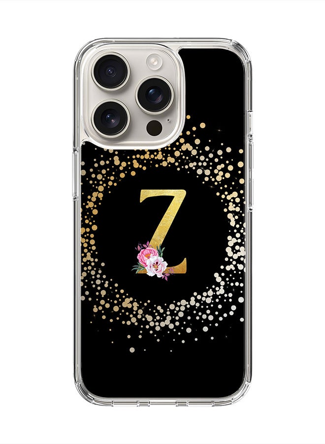 Stylizedd For iPhone 16 Pro Case [Compatible with MagSafe] Slim Magnetic cover Clear Phone Case - Custom Monogram Floral - Z ( Black ) - Image 1