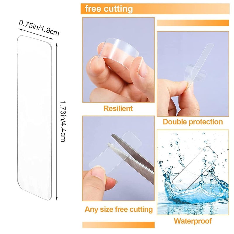 DPISZONE Double Sided Tape Heavy Duty - 60 Pcs Clear Double Sided Tape with Box, Reusable Strong Sticky Strip Grip Tape, Traceless Mounting Adhesive Tape for Walls, Home, Office - Image 3