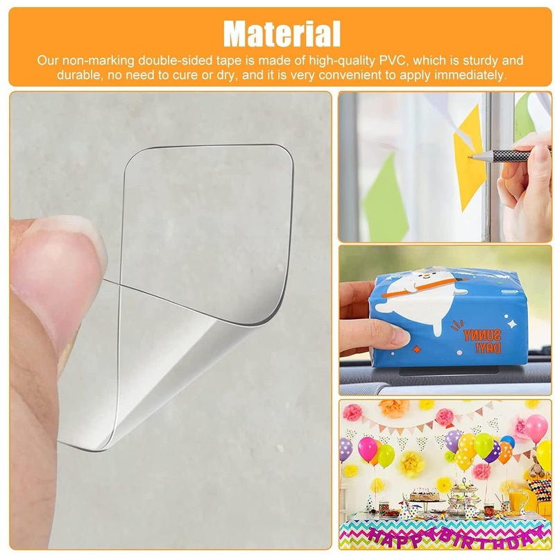 DPISZONE Double Sided Tape Heavy Duty - 60 Pcs Clear Double Sided Tape with Box, Reusable Strong Sticky Strip Grip Tape, Traceless Mounting Adhesive Tape for Walls, Home, Office - Image 5