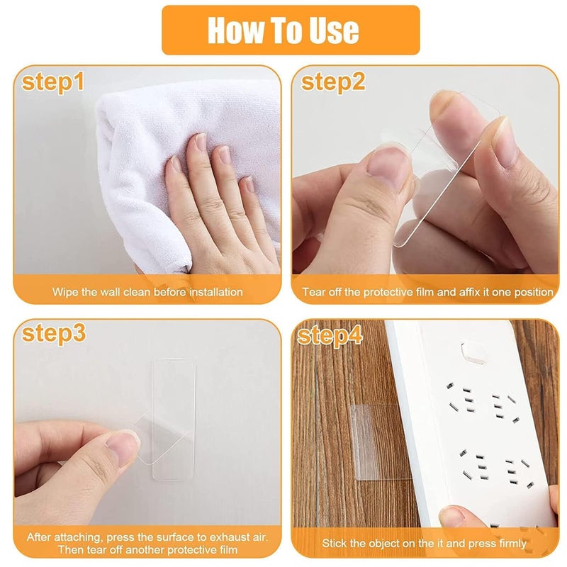 DPISZONE Double Sided Tape Heavy Duty - 60 Pcs Clear Double Sided Tape with Box, Reusable Strong Sticky Strip Grip Tape, Traceless Mounting Adhesive Tape for Walls, Home, Office - Image 4