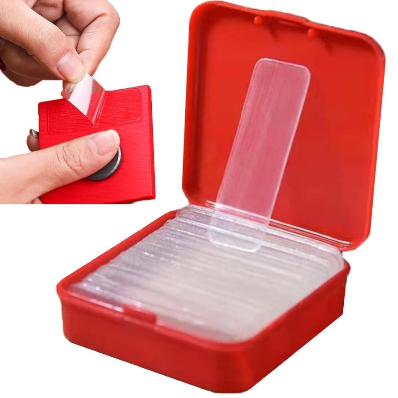 DPISZONE Double Sided Tape Heavy Duty - 60 Pcs Clear Double Sided Tape with Box, Reusable Strong Sticky Strip Grip Tape, Traceless Mounting Adhesive Tape for Walls, Home, Office - Image 1