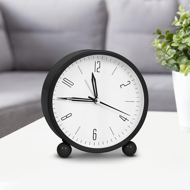 PXBQ Table Clocks Simple Design Small Desk Clock Night LightSilent NonTickingBattery Poweredfor Kids Bedroom Travel Analog Table Clock Table Clock Black A2 - Image 2