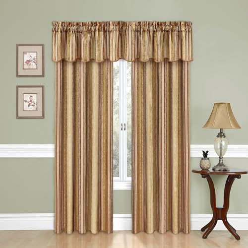 Waverly Traditions Stripe Ensemble Rod Pocket Valance for Windows in Bedroom, Kitchen, or Living Room, 52" x 16", Antique - Image 3