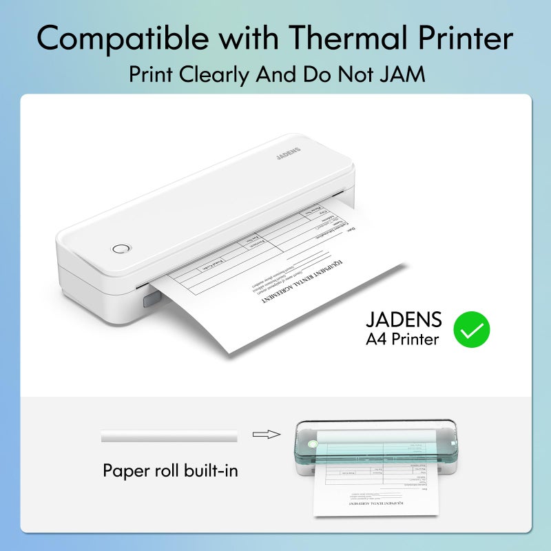 JADENS US Letter Size Quick-Dry Thermal Printer Paper 8.5''x11'', 4 Rolls, Compatible with Gloryang & JADENS PD-A4 Portable Printer - Image 3
