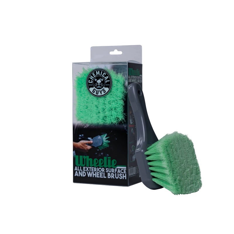 Chemical Guys Wheelie All Exterior Surface and Wheel Brush, Wheel Cleaner Brush with Soft Bristles, Safe Cleaning of Rims, Tires, and Exterior Surfaces on Cars, Trucks, Motorcycles, RVs, & More, Green - Image 1