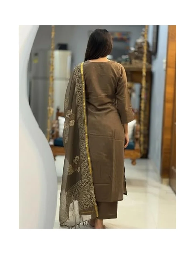 Gosriki GoSriKi Women's Rayon Viscose Straight Printed Kurta with Pant and Dupatta