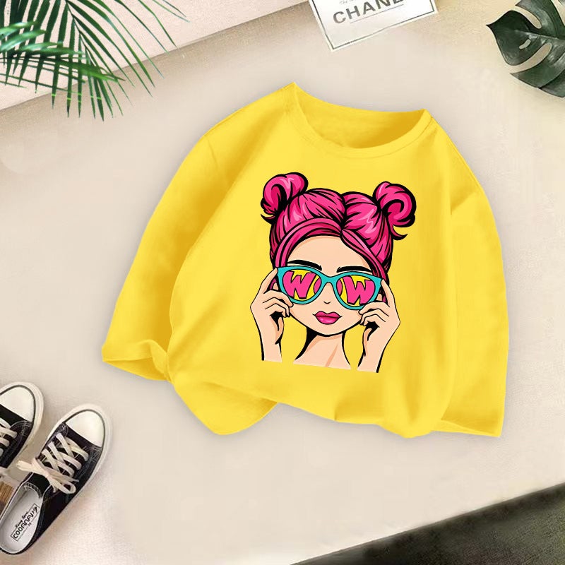 Cross-border Girls' Long-sleeved T-shirt 2024 New Style Children's Spring and Autumn Loose Top Girls' Inner Wear Foreign Trade Children's Wear - Image 1