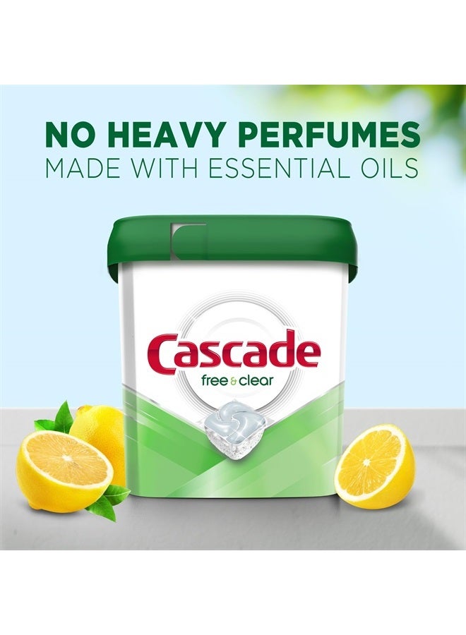 Cascade Free & Clear ActionPacs, Dishwasher Detergent, Lemon Essence, 62 Count - Image 2