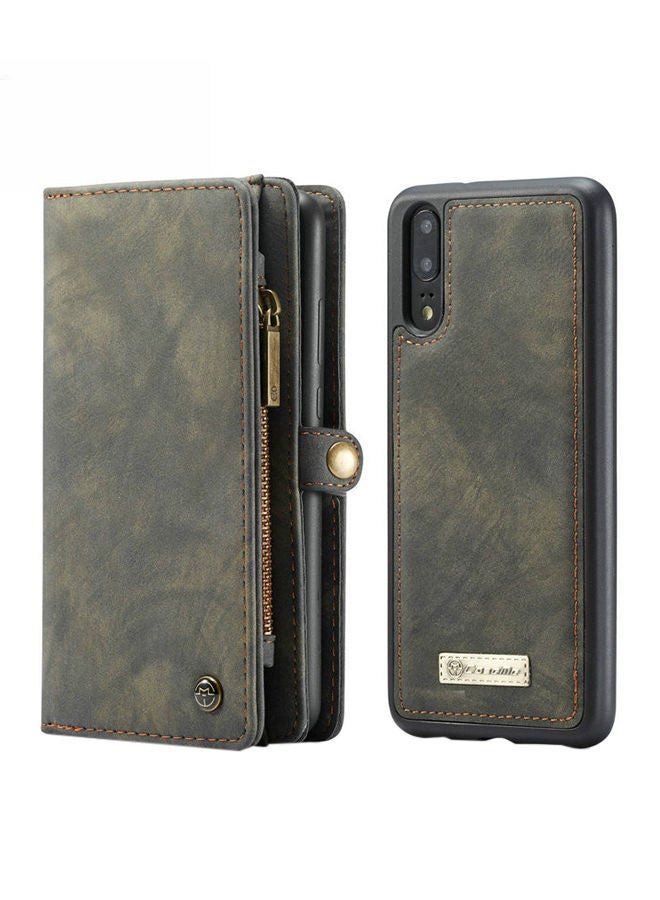 NIBEMINENT Detachable Wallet Case Cover For Huawei P20 Pro Grey/Gold 