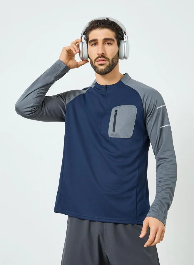 Men Contrast Raglan Sleeve Utility Training Top