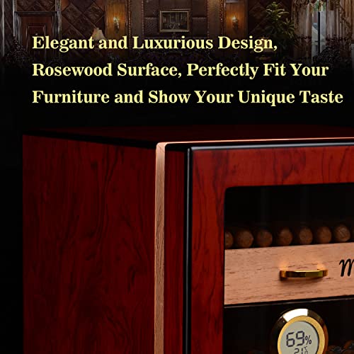 Marvero Cigar Humidors, Cedar Wood Humidor with Digital Hygrometer, Drawers, Humidifiers and Gold-plated Hardwares. cigar humidor cabinet for Men Husband Father, 150 Cigars Capacity Rosewood Color - Image 3