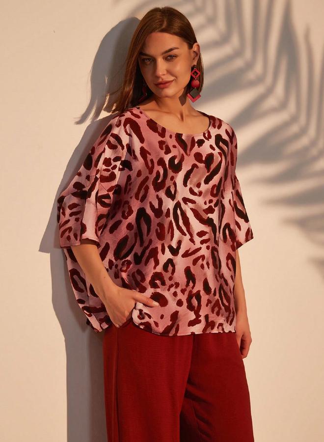 تايك تو طقم منسق من بنطال وبلوزة بطبعة ليوبارد - Image 3