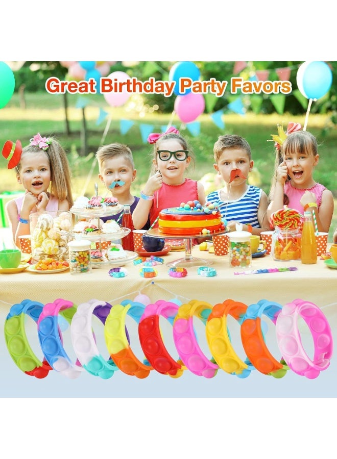 Soofam 24Pack Pop Fidget Toys, Colorful Kids Party Favors, Silicone Fidget Bracelet, Toddler Toys, Birthday Party Favors Classroom Prizes Bubble Poppers, Stress Sensory for Kids Adults - Image 5