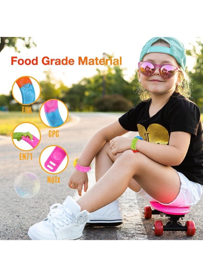 Soofam 24Pack Pop Fidget Toys, Colorful Kids Party Favors, Silicone Fidget Bracelet, Toddler Toys, Birthday Party Favors Classroom Prizes Bubble Poppers, Stress Sensory for Kids Adults - Image 4
