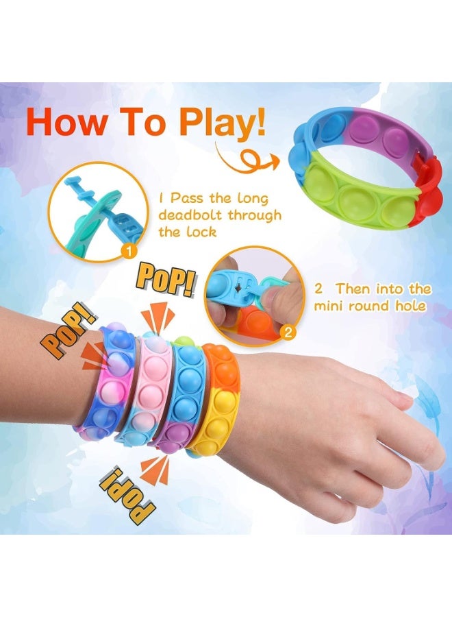 Soofam 24Pack Pop Fidget Toys, Colorful Kids Party Favors, Silicone Fidget Bracelet, Toddler Toys, Birthday Party Favors Classroom Prizes Bubble Poppers, Stress Sensory for Kids Adults - Image 3