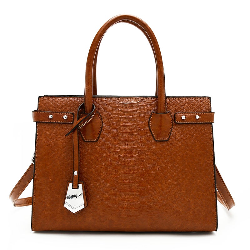 2024 Fashion Large Capacity Ladies Tote Bag Trend Snake Pattern Contrast Color Portable Bag Women Manufacturers - Image 1