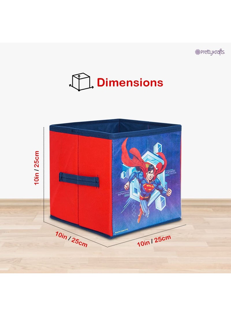 SUPERMAN - Superman Kids Foldable Square Storage Box Organizer (Small 10 x 10 x 10 inch, Blue, SBS_SM1) - Image 1