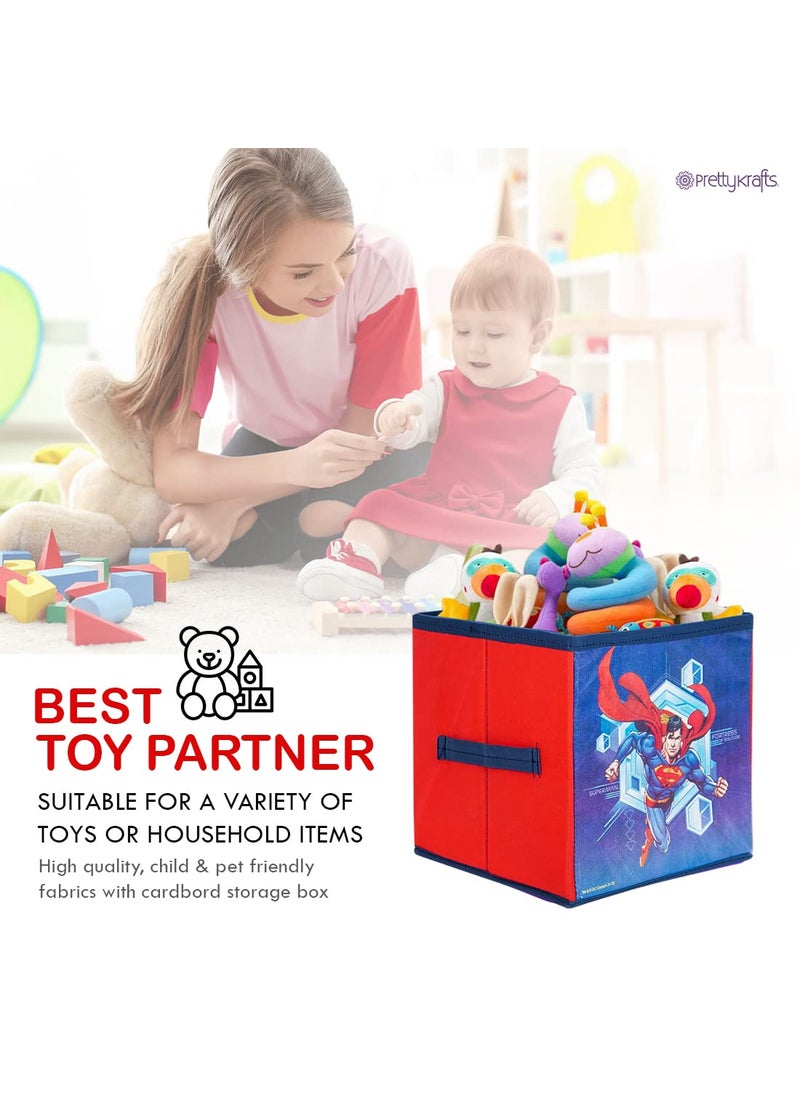 SUPERMAN - Superman Kids Foldable Square Storage Box Organizer (Small 10 x 10 x 10 inch, Blue, SBS_SM1) - Image 1