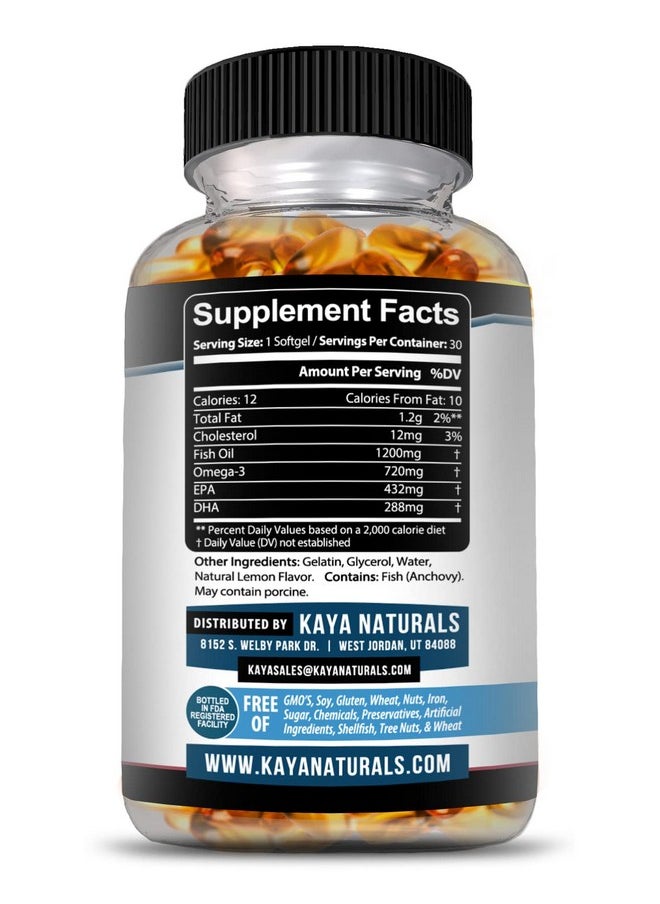 Kaya Naturals - Omega 3 Supplement ; Nature Made Omega 3 Fish Oil 100% Pure Sea Harvested Pelagic Fish Oil With No Fishy Aftertaste Omega 3 Vitamins ; Fish Oil 30 Count Softgels - Image 1