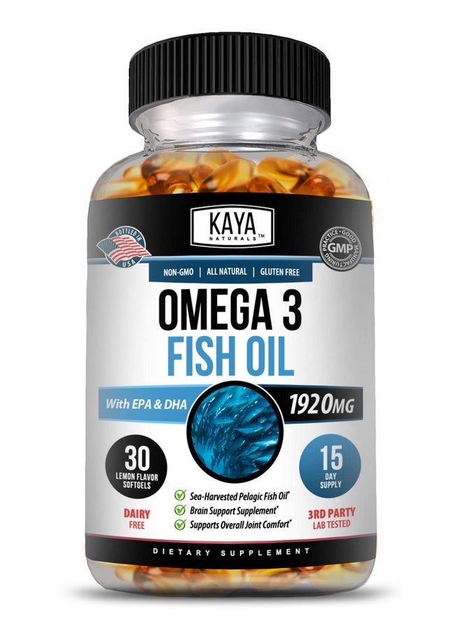 Kaya Naturals - Omega 3 Supplement ; Nature Made Omega 3 Fish Oil 100% Pure Sea Harvested Pelagic Fish Oil With No Fishy Aftertaste Omega 3 Vitamins ; Fish Oil 30 Count Softgels - Image 1