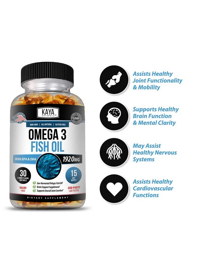 Kaya Naturals - Omega 3 Supplement ; Nature Made Omega 3 Fish Oil 100% Pure Sea Harvested Pelagic Fish Oil With No Fishy Aftertaste Omega 3 Vitamins ; Fish Oil 30 Count Softgels - Image 1