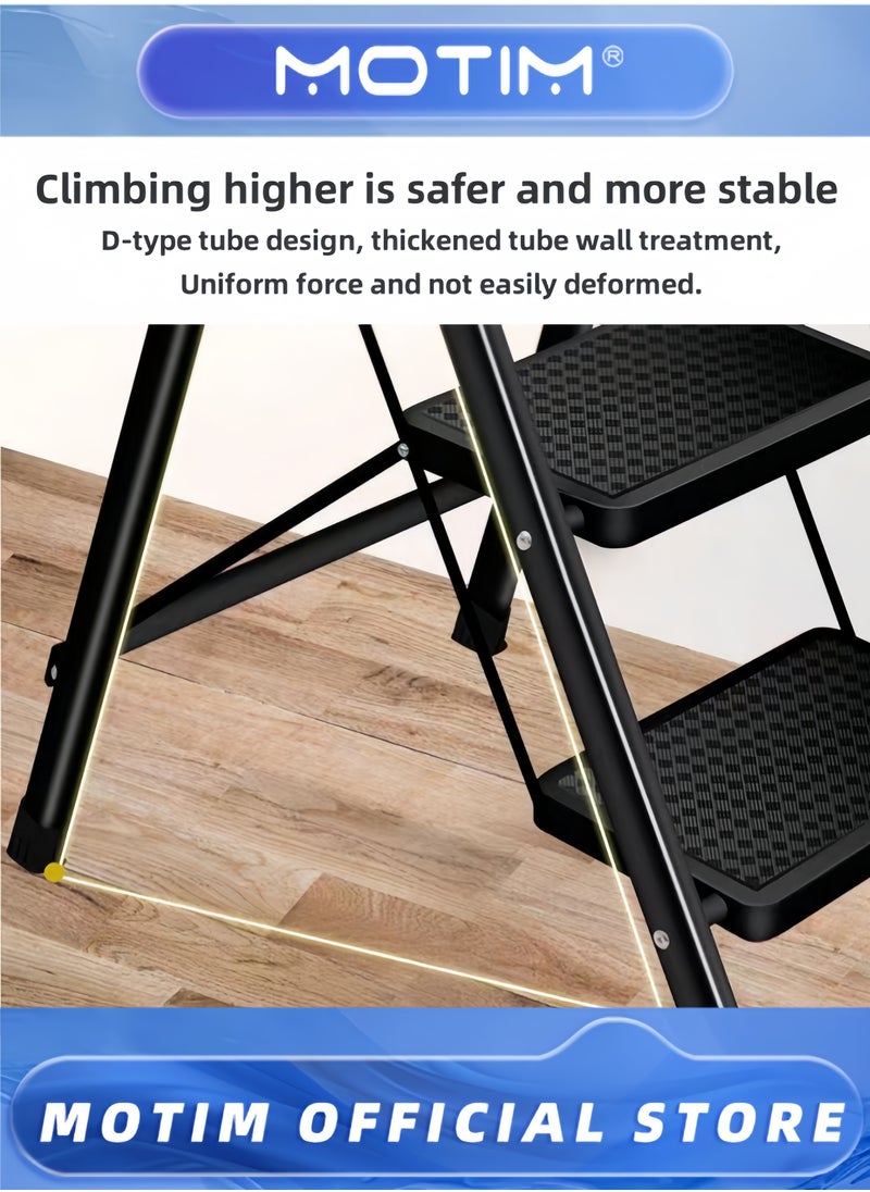 Motim 2 Step Ladder Folding Step Stool Stepladders with Anti-Slip and Wide Pedal for Home and Kitchen Use Space Saving  - Image 5