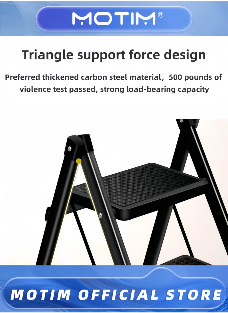 Motim 2 Step Ladder Folding Step Stool Stepladders with Anti-Slip and Wide Pedal for Home and Kitchen Use Space Saving  - Image 4