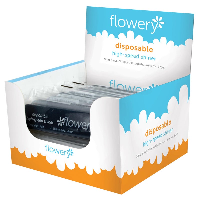 Flowery Disposable High Speed Shiner Display Nail Polishing Buffer Prep Shape and Smooth Nails