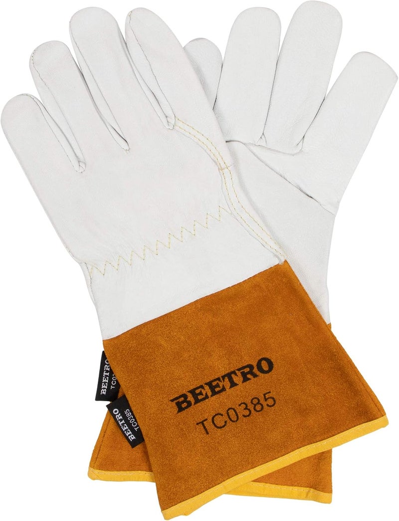 BEETRO Working Gloves 2 Pairs, Tig Welding Cowhide Split Leather, Heat/Fire Resistant BBQ/Warehouse/Heavy Duty/Animal Handling Glove, Extremely Soft and Flexible - Image 2