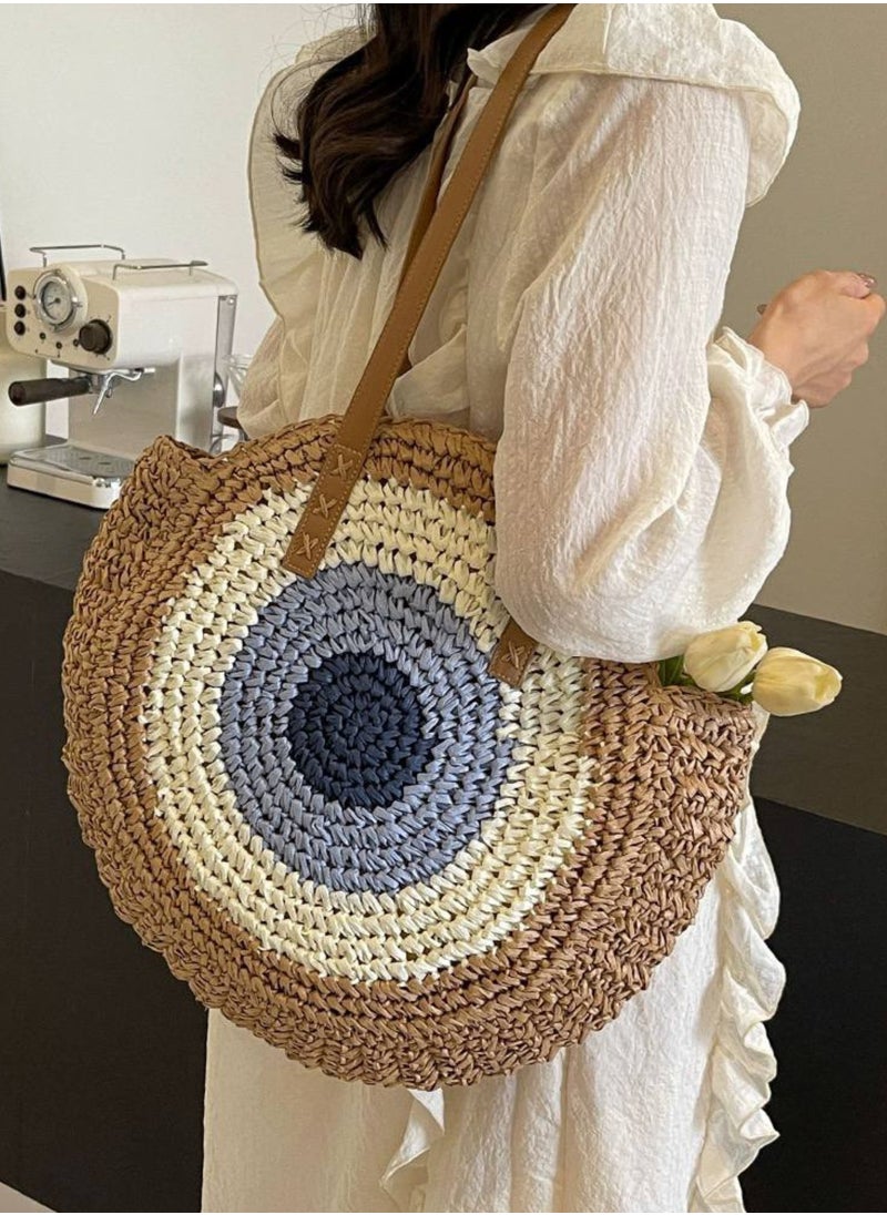 ماركة غير محددة - حقيبة يد نسائية، حقيبة كتف، حقيبة مصنوعة يدوياً من القش - Image 1