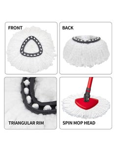 4 Spin Mop Heads Replacement, Handle & Base Compatible with Vileda / O-cedar Easy Wring Mop & Bucket System, Mop Head Replacement for Floor Cleaning, ,Triangle Shape (White) - pzsku/Z47BC60C6748343304853Z/45/_/1724168375/9d1768ad-c229-44ce-a13c-8e846f0a4f3d