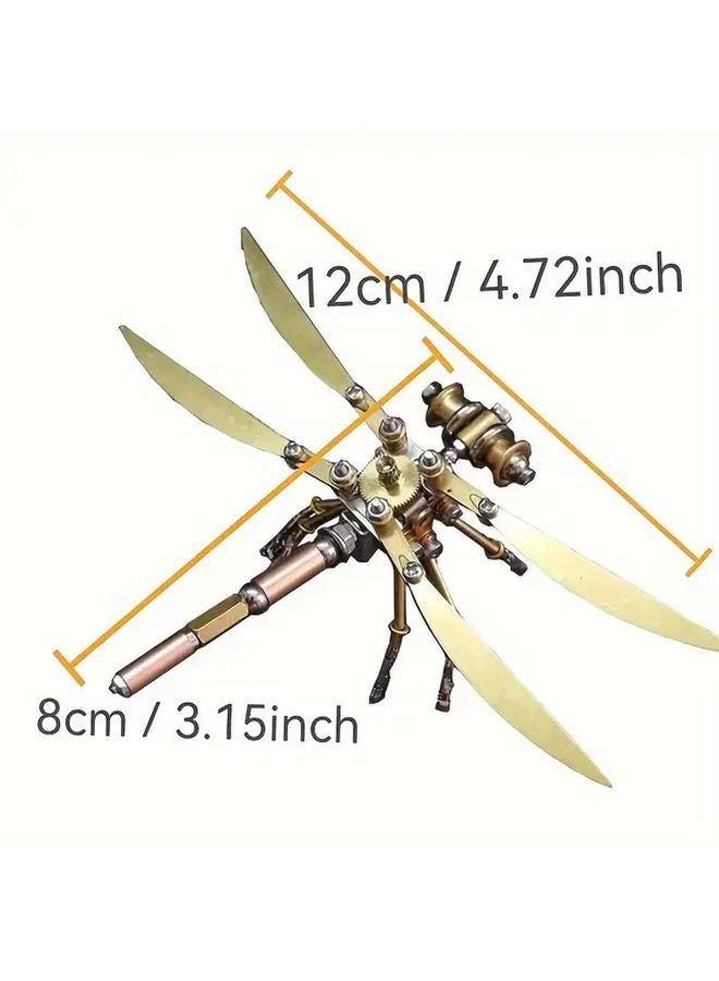 Brass Alloy Metal 3D Dragonfly Puzzle Model Kit Steam Punk Mechanical Insect DIY Toy - Image 3