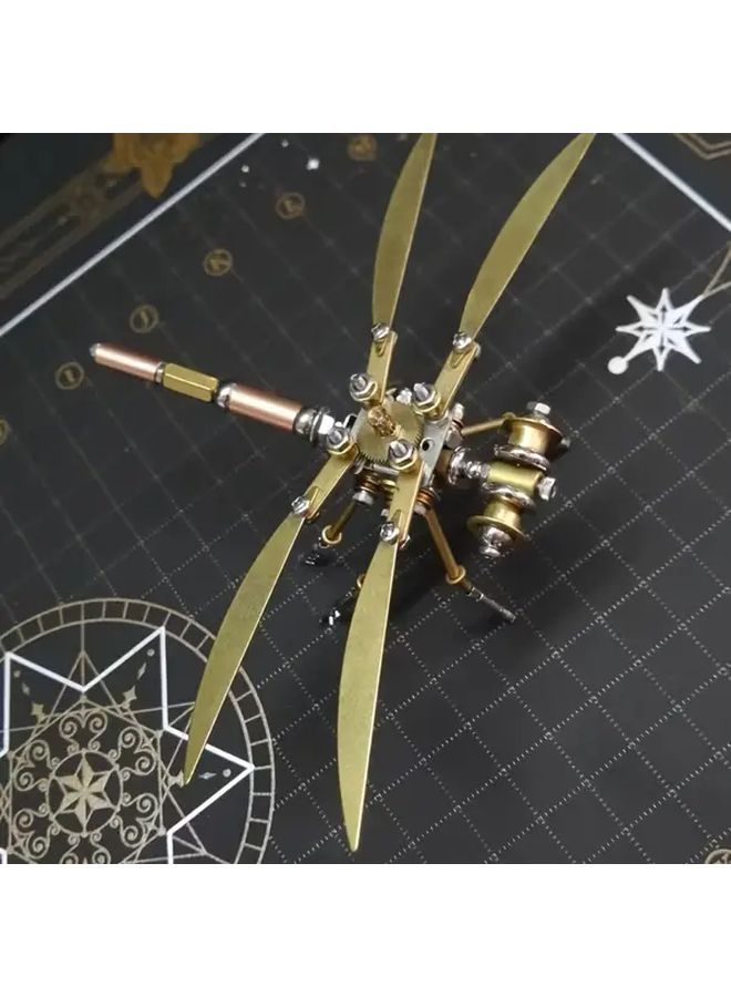 Brass Alloy Metal 3D Dragonfly Puzzle Model Kit Steam Punk Mechanical Insect DIY Toy - Image 4