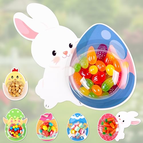 Diltik 24 Pack Easter Candy Cards with Plastic Domes, DIY Bunny Egg Chick Candy Holder Cards for Classroom Exchange, Fillable Easter Greeting Cards for Party Favors (Candy Not Included) - Image 1