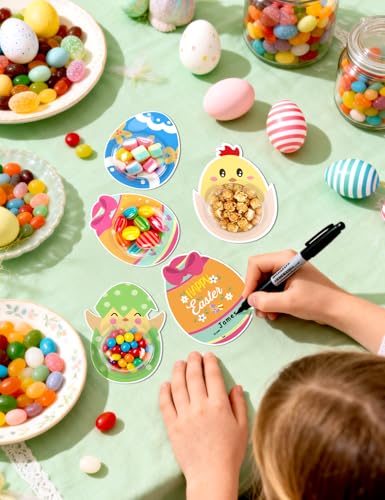Diltik 24 Pack Easter Candy Cards with Plastic Domes, DIY Bunny Egg Chick Candy Holder Cards for Classroom Exchange, Fillable Easter Greeting Cards for Party Favors (Candy Not Included) - Image 4