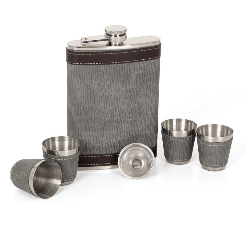 Jonquin Stainless Steel Hip Flask with Funnel & 4 Shot Glass for Men & Women, 9 oz (266 ml) Wine Whiskey Vodka Alcohol Drinks Pocket Bottle Beverage Holder (AR3783) - Image 2