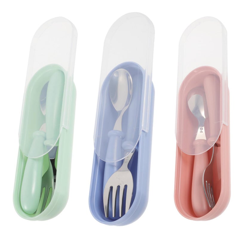 SUPVOX 3 Piece Stainless Steel Cutlery Set Green Ergonomic Handles Dishwasher Safe Forks Spoons - Image 2