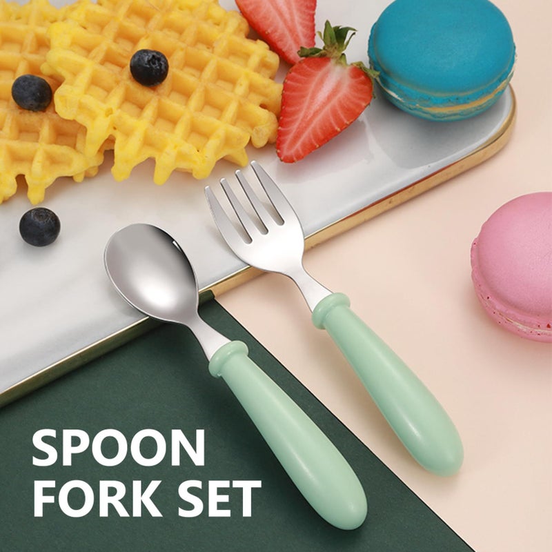 SUPVOX 3 Piece Stainless Steel Cutlery Set Green Ergonomic Handles Dishwasher Safe Forks Spoons - Image 4