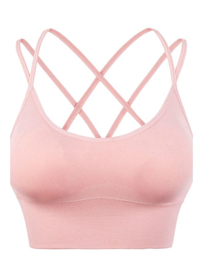 Loquat Quick-Drying Shockproof Back Cross Bralette Pink - Image 1